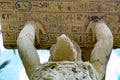 Sculptured Close-Up Anubis Lifting Big Cement of Hieroglyphs in Universal Studios Singapore Royalty Free Stock Photo