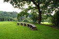 Sculptured stone seat in a garden