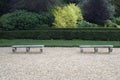 Sculptured stone seats in a garden