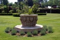 Sculptured urn with heads of lions at the Italian garden of Hever castle in England