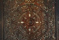 Sculptured wood circle decorative spiritual symbol of lotus flow