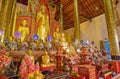 The sculptures on altar of Phra Viharn Luang, Wat Chedi Luang, Chiang Mai, Thailand