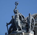 Sculptures on the building of the passenger railway station in Odessa