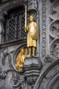 Sculptures of crusaders on the walls of Basilica of the Holy Blood. Brugge, Belgium Royalty Free Stock Photo