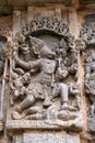 Sculptures of dancing Varaha, North East wall, Kedareshwara Temple, Halebid, Karnataka. Varaha is a incarnation of lord Vishnu.