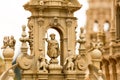 Sculptures decorating ancient building, miniature