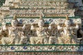 Sculptures of the Buddhist temple Wat Arun. Bangkok, Thailand Royalty Free Stock Photo