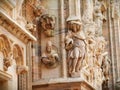 Sculptures and details on the facade on The Dome in Milan, Italy