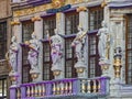 Sculptures on the facade of the house Le Renard in Grand Place, Brussels, Belgium