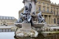 Sculptures of famous historical personae, at the Frankonianbrunnen, neo-baroque fountain on the Residenzplatz, Wurzburg, Germany Royalty Free Stock Photo