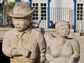 Sculptures of a fisher family in Albufeira in Portugal Royalty Free Stock Photo