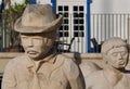 Sculptures of a fisher family in Albufeira in Portugal Royalty Free Stock Photo