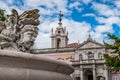 Sculptures in Fountain, perspective of old convent towers, Ministry of Foreign Affairs, Square of Necessities, Estrela - Lisbon Royalty Free Stock Photo