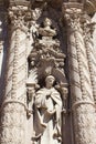 The sculptures of Fray Antonio de la Ascension and Gaspar de Portola on the San Diego Museum of Man in Balboa Park, California Royalty Free Stock Photo