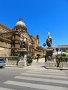 Sculptures in front of the Duomo in Palermo, Italy