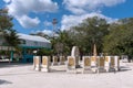 Sculptures in front of the Maya Park Culture Museum, Tulum, Quintana Roo, Mexico