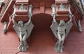 Sculptures of the Griffin on the facade of the building