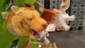 Sculptures of the heads of some wild animals are displayed and sold in shopping malls as teaching tools