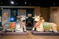 Sculptures of humped bulls or nandi, in the Indian Heritage Centre, Campbell Lane, Singapore