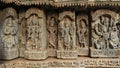 Sculptures of indian Gods Vishnu, Lord Varun, Hanuman on the wall of Lakshminarsimha Temple, Javagal , Hassan, Karnataka