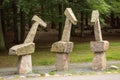 Sculptures in the Keillers Park, Gothenburg. `Three Graces` Per Agelii Royalty Free Stock Photo