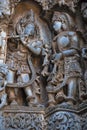 Sculptures of Krishna and Radha. Hoysalesvara Temple, Halebid