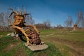 Sculptures made of wood of Altai masters in the art and ethnic Park `Legend`