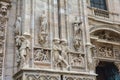 Sculptures at the main entrance to Milan Cathedral. Duomo Cathedral. Italy Royalty Free Stock Photo