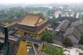 Sculptures of mythical beasts can be seen on the roofs of some temple buildings