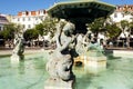 Sculptures of the North fountain in the Rossio Square, Lisbon, Portugal Royalty Free Stock Photo