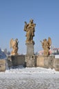 Sculptures on old bridge Pisek Royalty Free Stock Photo