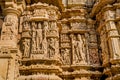 Sculptures on outer wall of Modhera Sun Temple Royalty Free Stock Photo