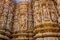 Sculptures on outer wall of Modhera Sun Temple Royalty Free Stock Photo