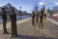 Sculptures of people on Dublin quay