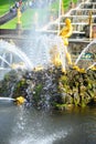 Sculptures of Peterhof fountains in the summer