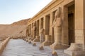 Sculptures of Pharaohs at the great temple of Queen Hatshepsut in Luxor Royalty Free Stock Photo