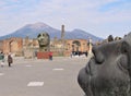 The Forum with statues in Pompeii, Italy