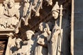 Sculptures of the Portal of the Virgin, Notre Dame de Paris Royalty Free Stock Photo