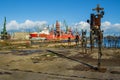 Sculptures of robots at the Gdansk shipyard