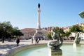 Sculptures of the South fountain in the Rossio Square, Lisbon, Portugal Royalty Free Stock Photo