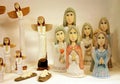 Sculptures of souvenir wooden angels Royalty Free Stock Photo