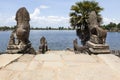 Sculptures at Srah Srang in Angkor Royalty Free Stock Photo