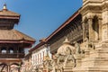 Sculptures and stairs of the Siddhi Laxmi Temple in Bhaktapur