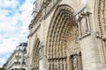 Sculptures and Statues, ornament of the Notre Dame de Paris Cathedral Royalty Free Stock Photo