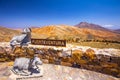 Sculptures on the top of vulcanic Fuerteventura mountains, Spain Royalty Free Stock Photo