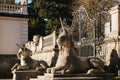 Sculptures of unicorns near the Mirabell Palace in Salzburg in Austria.