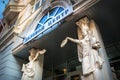 Sculptures of women on the facade of the Business Center on Arbat Street in Moscow