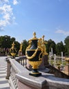 Sculptures of women on vases on the fountain of the Grand Cascade in Petergof