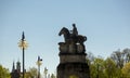 Sculpture of the horseman at the bridge on Issar river