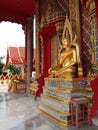 A scupture of lord bouddha in a temple